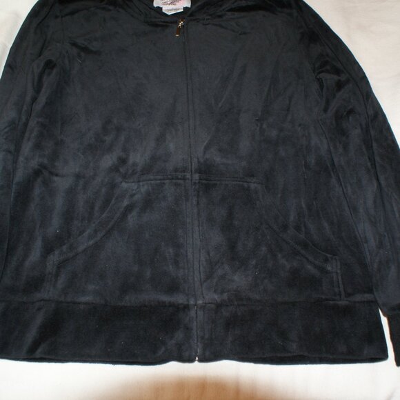 Zippered Hoody Velviteen Black Jacket Size L by Whisper Me - Picture 6 of 14